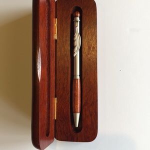 THE LINDA DANO COLLECTION - Rosewood and Silver Metal Feather Pen  - Vintage